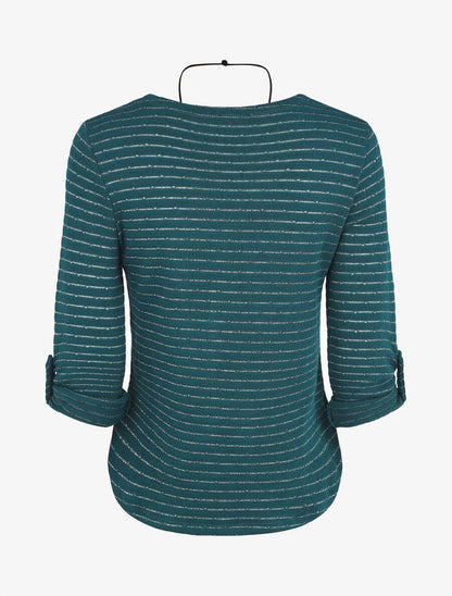 Pull ample à rayures irisées - Bleu canard - 2