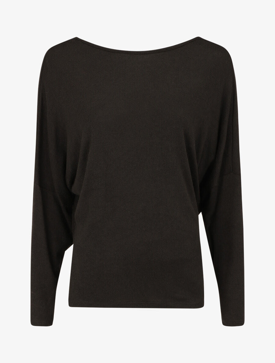 Pull loose dos nu bijou à perles - Noir - 1
