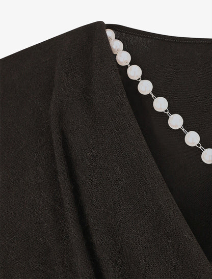 Pull loose dos nu bijou à perles - Noir - 3