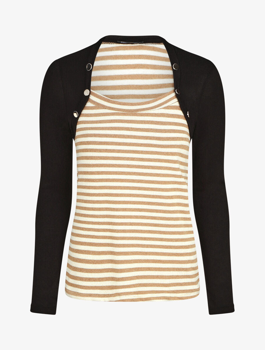 Pull rayé boléro en trompe l&