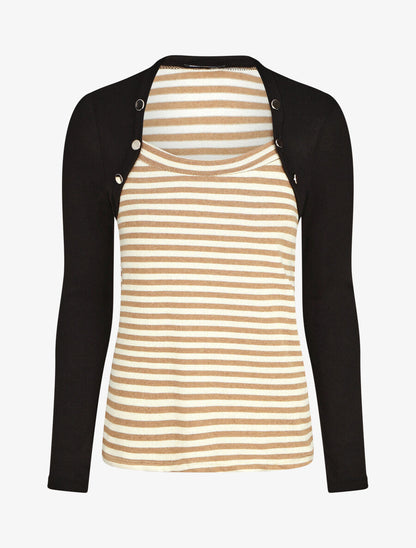 Pull rayé boléro en trompe l&
