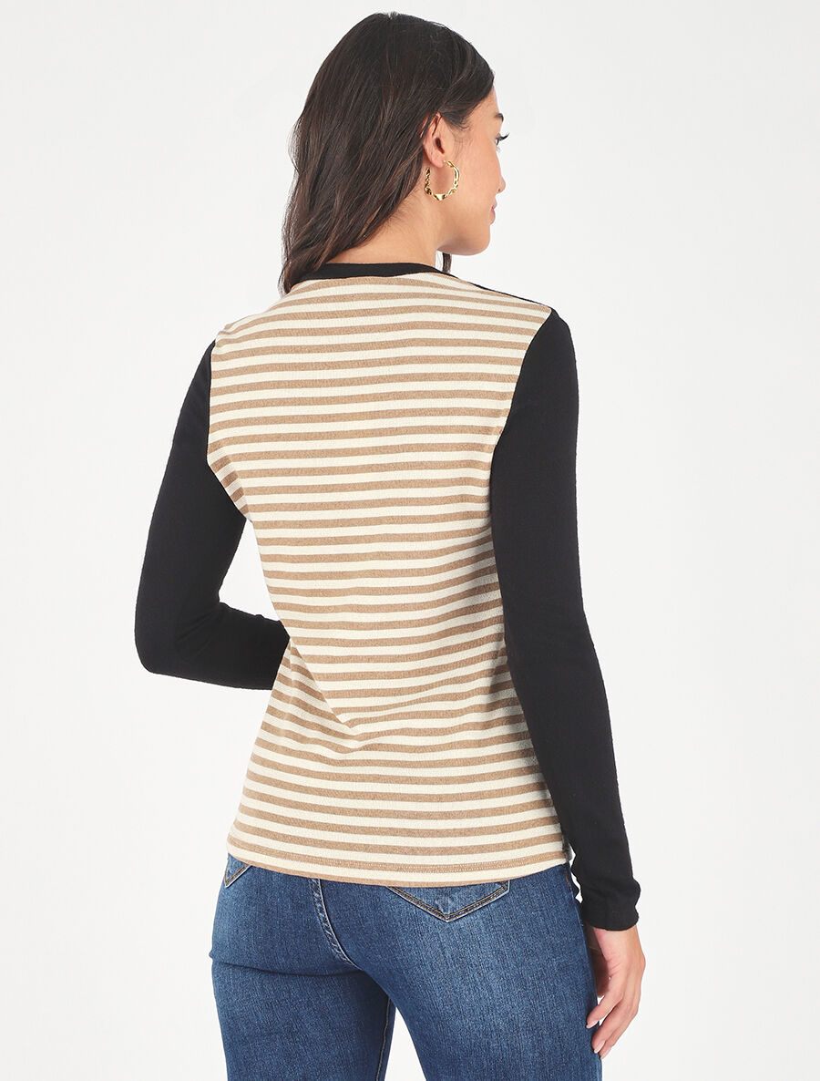 Pull rayé boléro en trompe l&