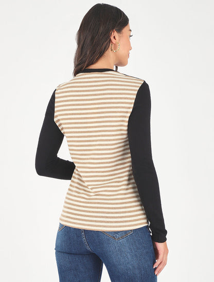 Pull rayé boléro en trompe l&