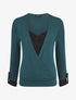 Pull cache-coeur moucheté à noeud - Bleu canard - 1