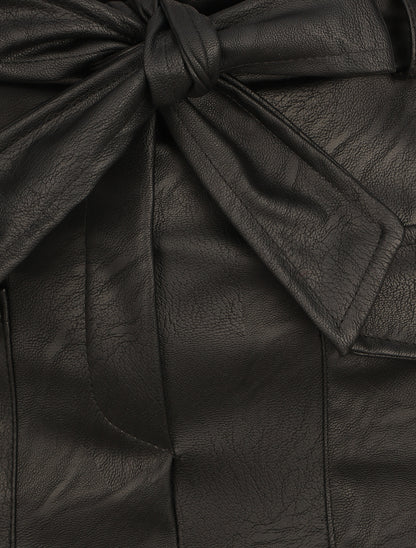 Short droit style jupe en simili - Noir - 3