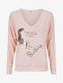 Pull ample col V motif plumes - Rose - 1