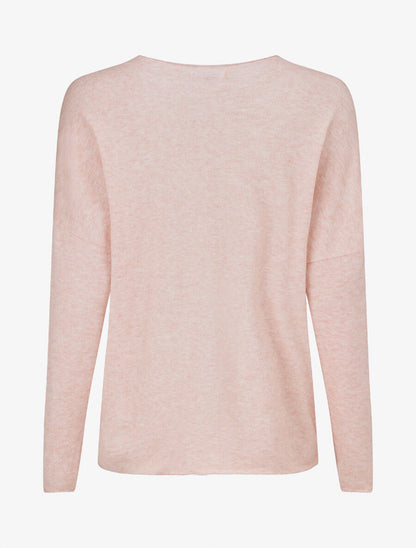 Pull ample col V motif plumes - Rose - 2