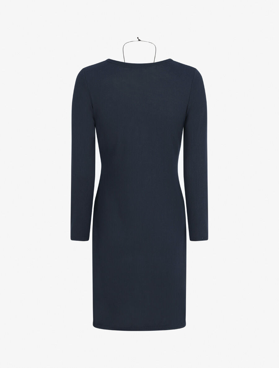 Robe ajustée à noeud et manches longues - Marine - 2