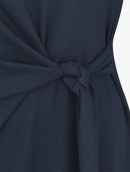 Robe ajustée à noeud et manches longues - Marine - 3