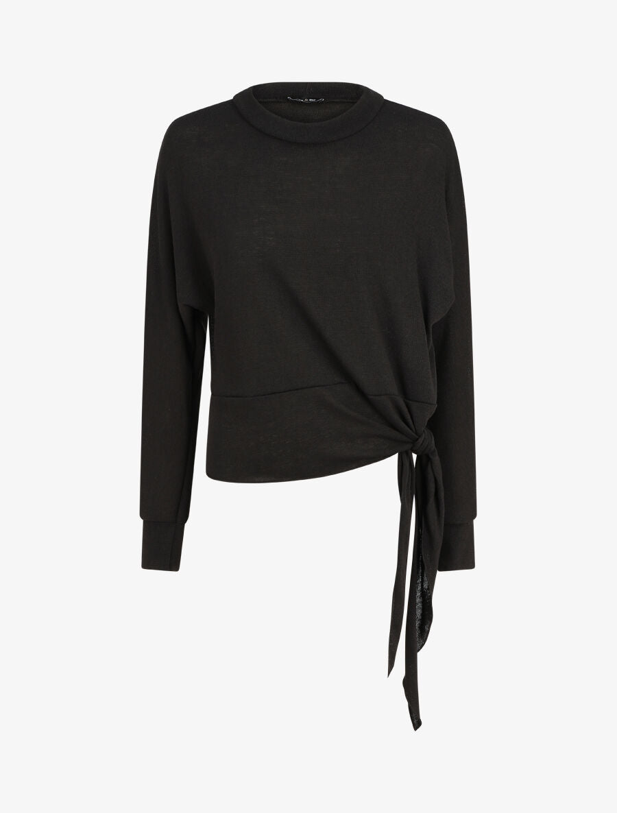 Pull droit uni à noeud - Noir - 1