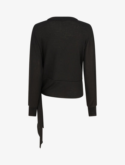 Pull droit uni à noeud - Noir - 2