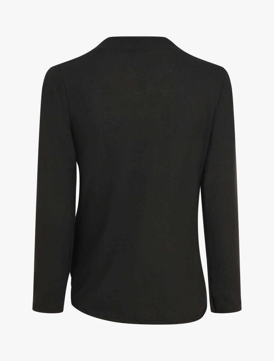 Pull droit uni effet drapé - Noir - 2