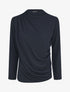 Pull droit uni effet drapé - Marine - 4
