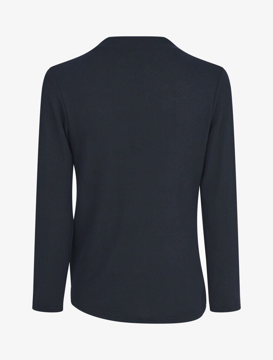 Pull droit uni effet drapé - Marine - 2