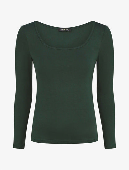 Top basique ajusté manches longues - Vert sapin - 4