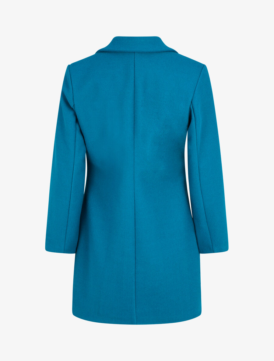 Manteau droit mi-long - Bleu canard - 2