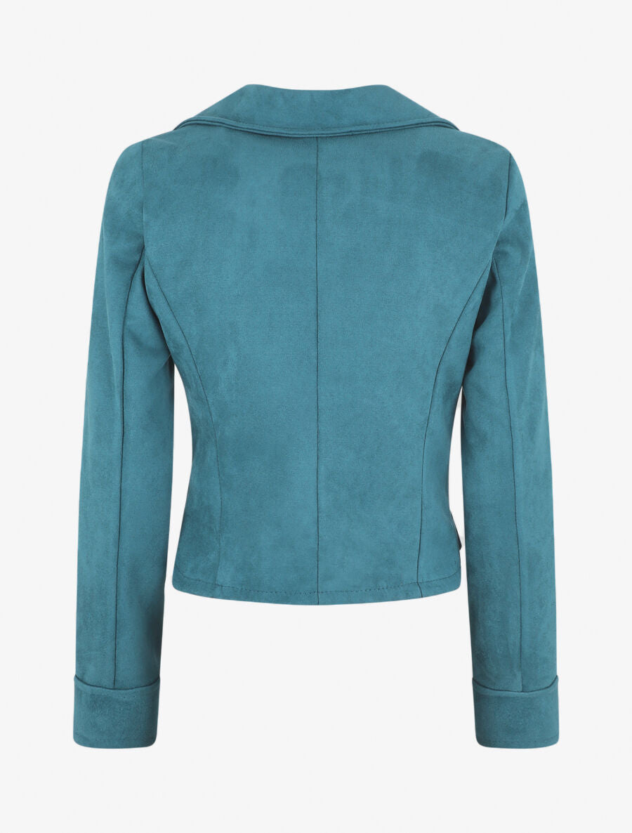 Veste en suédine style perfecto - Bleu canard - 2