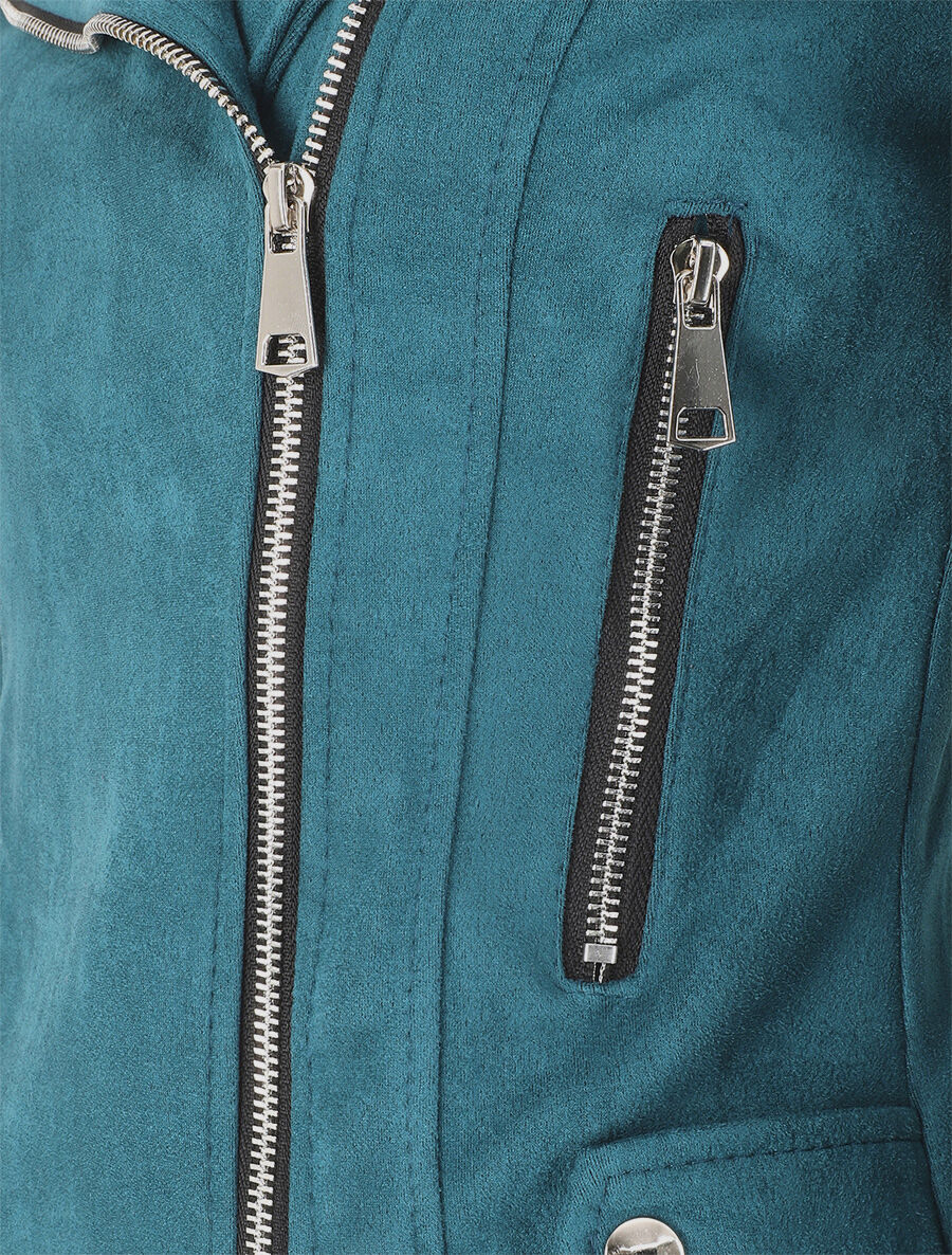 Veste en suédine style perfecto - Bleu canard - 3