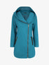 Manteau droit long à capuche - Bleu canard - 1