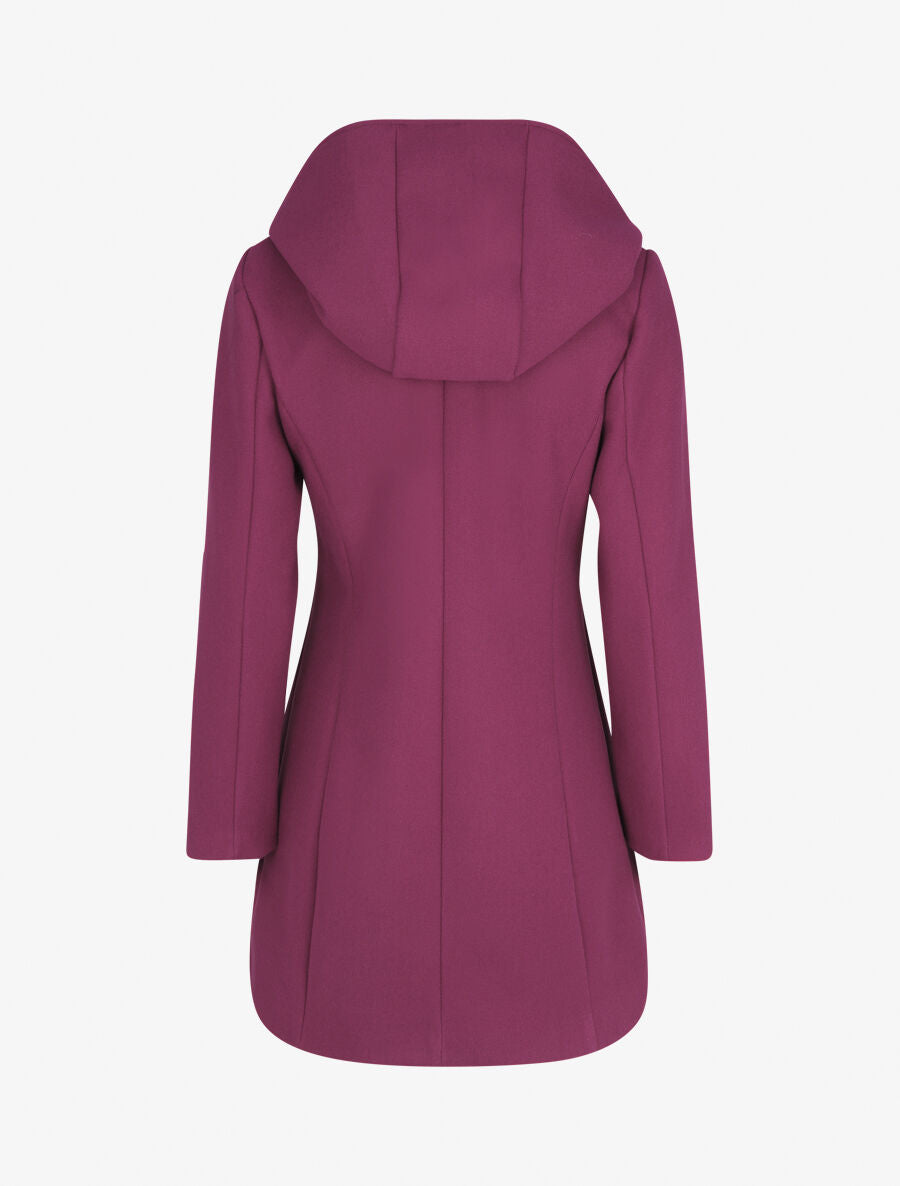 Manteau droit long à capuche - Violine - 2
