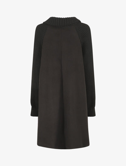 Manteau long oversize bi-matière - Noir - 2
