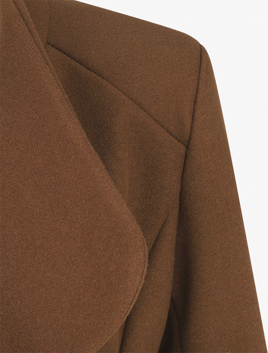 Manteau long croisé coupe droite - Marron - 3
