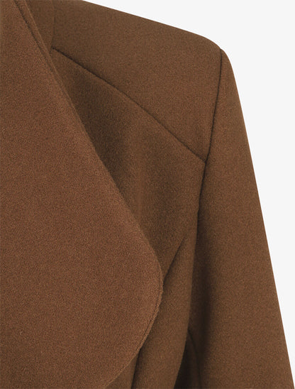 Manteau long croisé coupe droite - Marron - 3