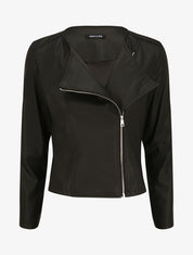 Veste en simili à fermeture zippée - Noir - 1