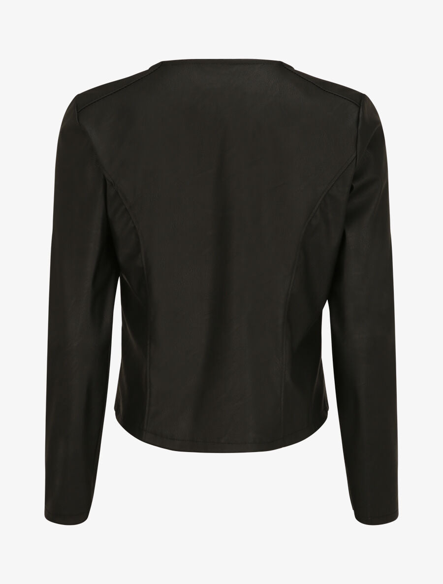 Veste en simili à fermeture zippée - Noir - 2