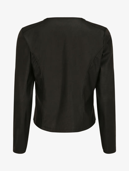Veste en simili à fermeture zippée - Noir - 2