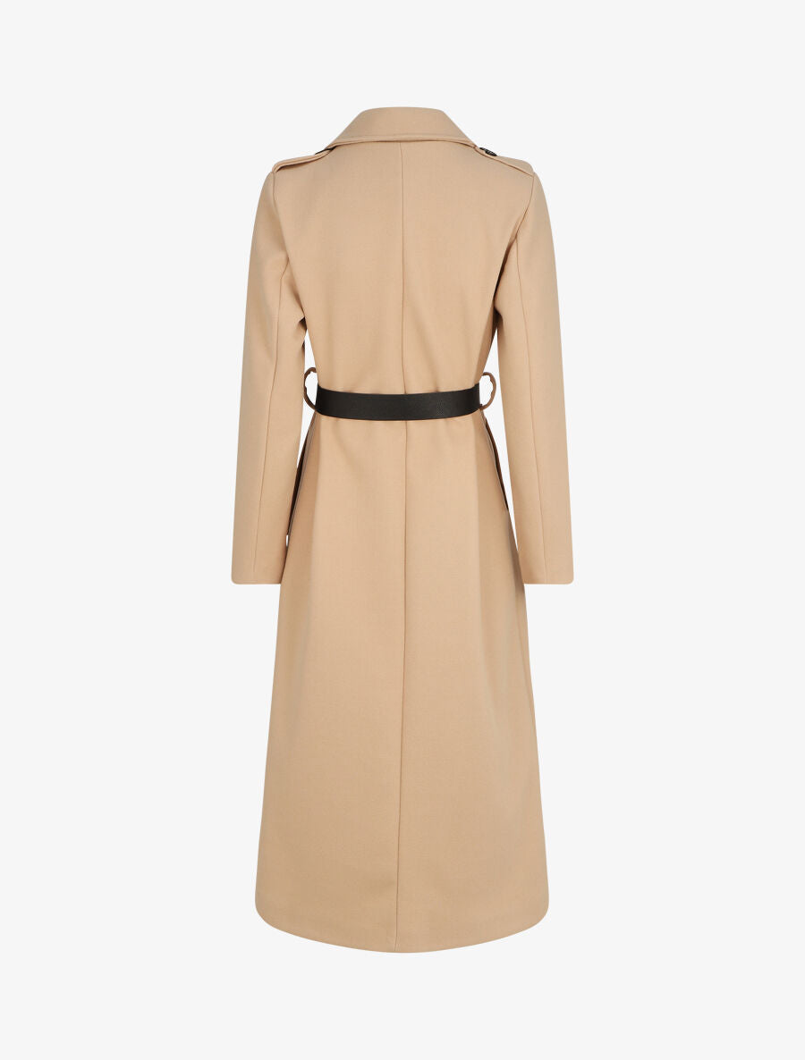 Manteau long droit à ceinture - Beige - 2