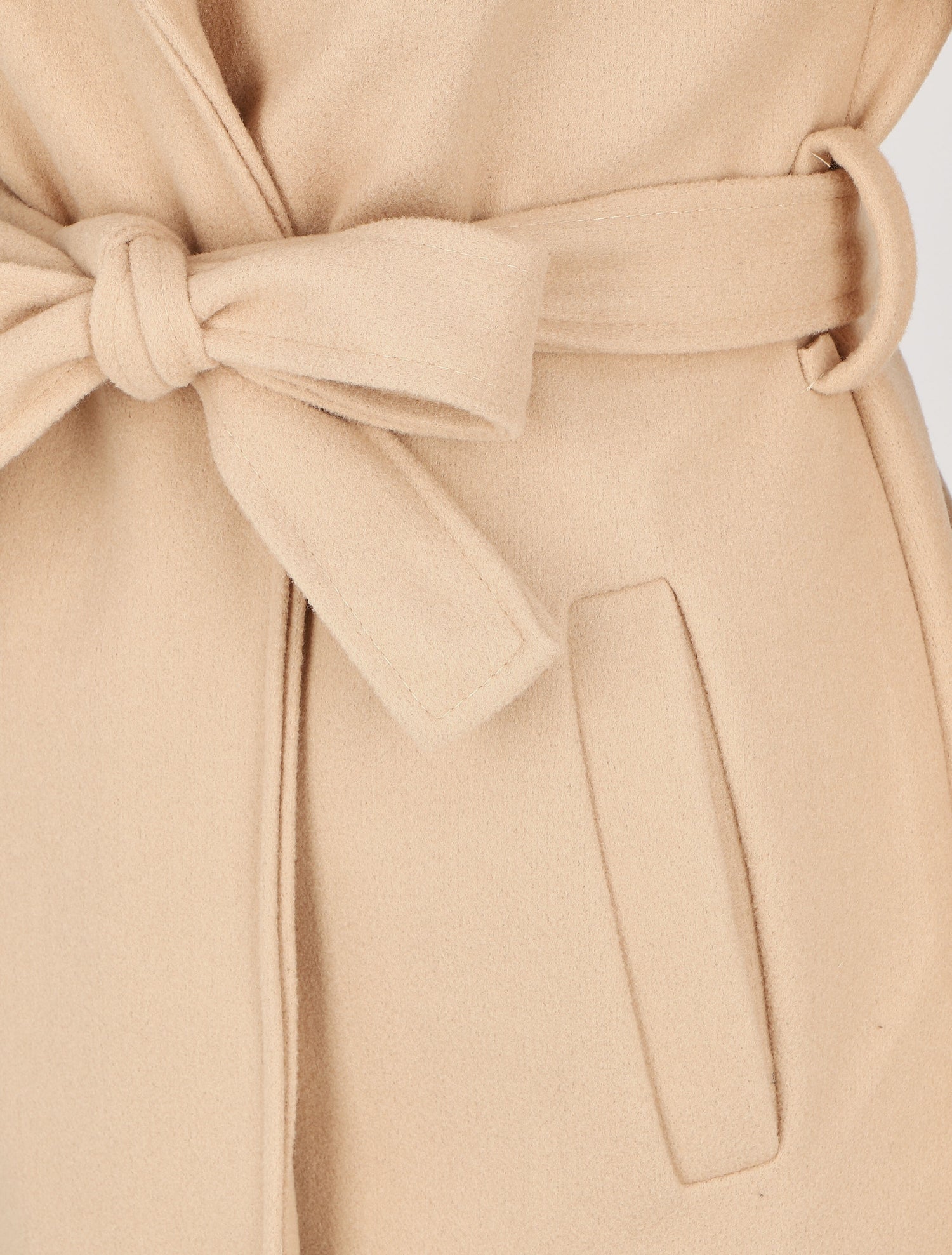 Manteau long col en fourrure - Beige - 3