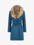 Manteau long col en fourrure - Bleu canard - 4