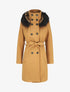 Manteau long capuche à fourrure - Camel - 4