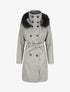 Manteau long capuche à fourrure - Gris - 4