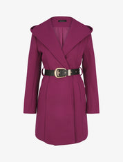 Manteau à capuche ceinturé - Violine - 4