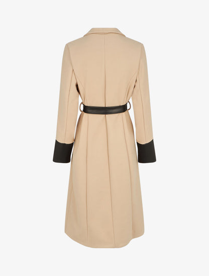 Manteau uni à manches en simili - Beige - 2