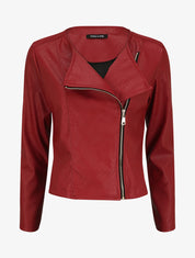 Veste en simili à fermeture zippée - Bordeaux - 1