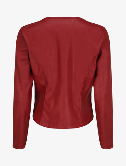 Veste en simili à fermeture zippée - Bordeaux - 2