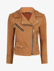 Veste courte en suédine - Camel - 4