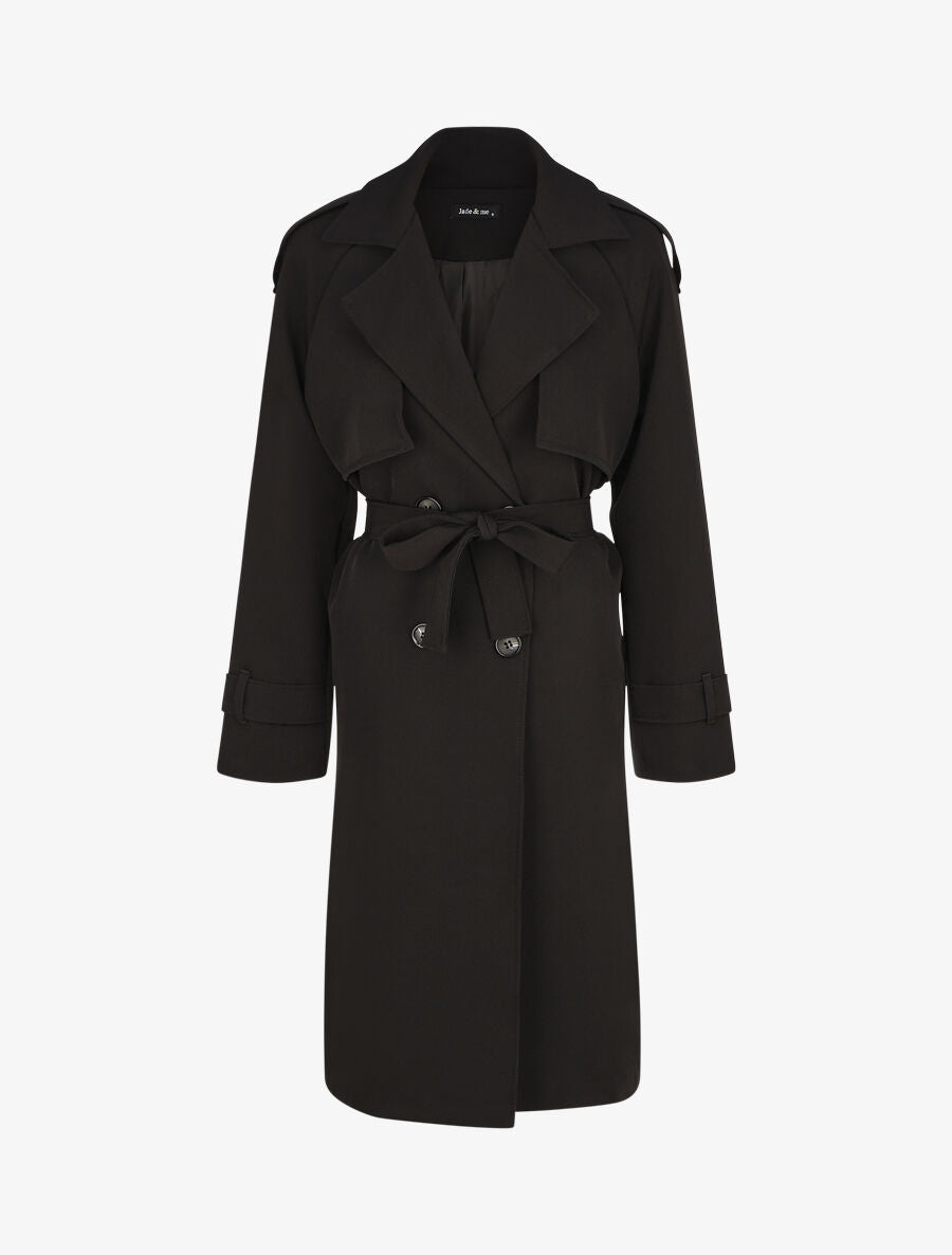 Trench oversize ceinturé - Noir - 1