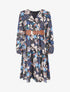 Robe évasée imprimé tropical - Marine - 1