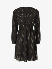 Robe mi-longue évasée imprimé graphique irisé - Noir - 1