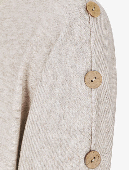 Pull droit uni à boutons - Beige - 3