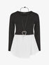 Pull droit à chemise effet superposé - Noir - 1