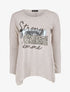 Pull fin à flocage - Beige - 4