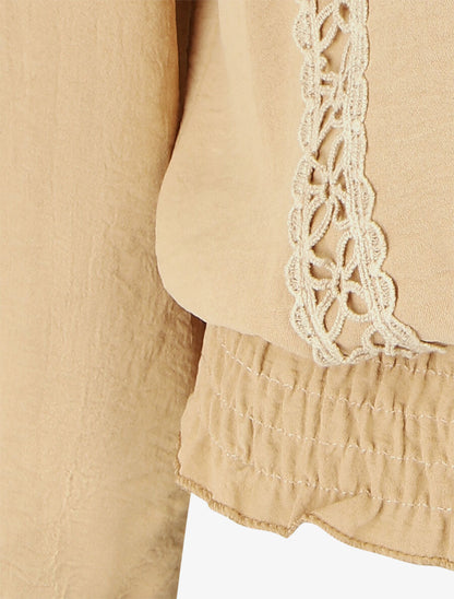 Top élastiqué à crochet - Beige - 3