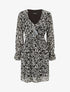 Robe imprimé à col volanté - Noir - 1
