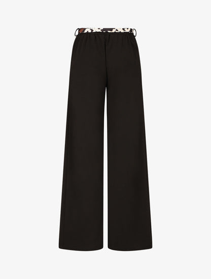 Pantalon ample taille haute ceinture fantaisie - Noir - 2