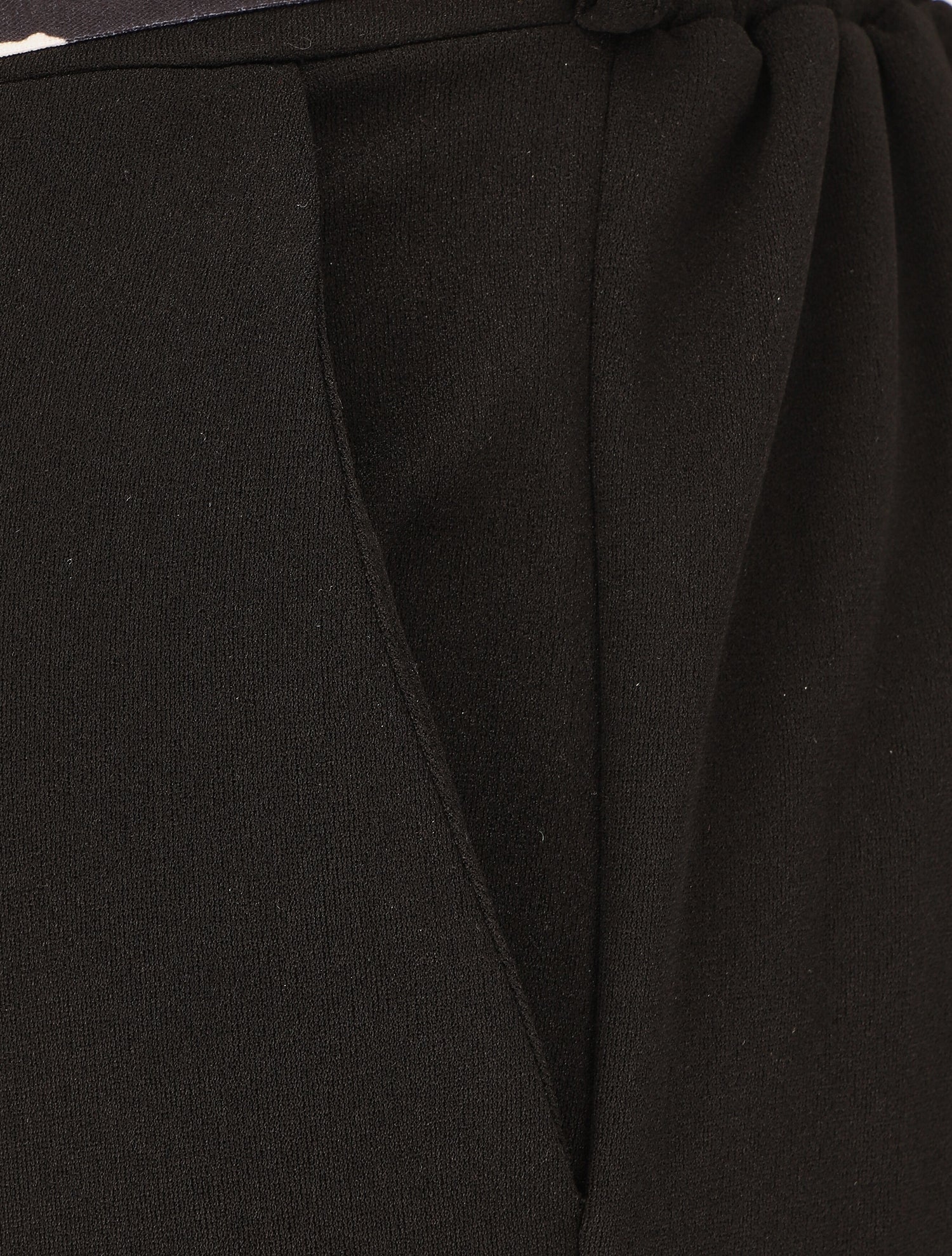Pantalon ample taille haute ceinture fantaisie - Noir - 3